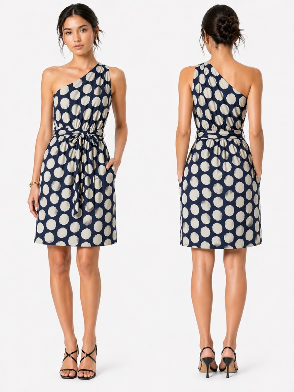 🌺 Theory Vivien Ikat Dot One Shoulder Silk Dress